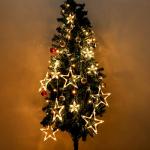 Blingstar Star Christmas Lights 138 LED 12 Star Curtain Lights 8 Flashing Mode Window String Lights 8.2ft Connectable Hanging Lights for Indoor Bedroom Ramadan Eid Wedding Backdrop Decor, Warm White