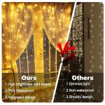 ZBPP 300 LED Curtain Lights Plug-in Fairy Curtain Lights with 8 Modes, Connectable Indoor/Outdoor for Christmas Decorations, Weddings, Walls, Windows, Parties，Warm White