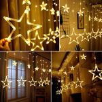 Blingstar Star Christmas Lights 138 LED 12 Star Curtain Lights 8 Flashing Mode Window String Lights 8.2ft Connectable Hanging Lights for Indoor Bedroom Ramadan Eid Wedding Backdrop Decor, Warm White