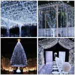 Vicloon Fairy Curtain Lights,300 LED White Curtain Lights,8 Modes 9.8×9.8Ft Waterproof Window Curtain String Light USB Powered with Remote Control,Christmas String Lights Curtain for Indoor/Outdoor