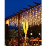 ZIMINGU Icicle Lights Outdoor, 32.8 FT 400 LED 8 Modes Christmas String Fairy Lights with 80 Drops, Twinkle Waterproof Connectable for Roof Balcony Business Park Decor, Warm White, 10M