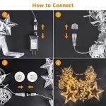 Blingstar Star Christmas Lights 138 LED 12 Star Curtain Lights 8 Flashing Mode Window String Lights 8.2ft Connectable Hanging Lights for Indoor Bedroom Ramadan Eid Wedding Backdrop Decor, Warm White