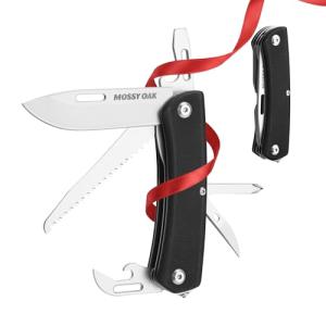 MOSSY OAK Multitool Pocket Knife, 10-in-1 Folding Pocket Knife Multitool with Stainless Steel Blade, Saw, Can Opener, Screwdrivers – EDC Tool for Camping, Hiking, Survival & Christmas Gifts