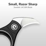 CIVIVI Pyrus Mini Keychain Knife (1 Piece), Small EDC Pocket Folding Box Cutter with 14C28N Blade & Ringed G10 Handle, Christmas Stocking Stuffers Gift for Men Women C23038-2, Black