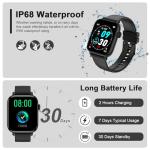 Smart Fitness Tracker Watch with Heart Rate Monitor, Activity Tracker with Pedometer, Sleep Monitor, Calories & Step Counter, Waterproof Smart Watch for Women Men Fitness Watch for Sports (Black)