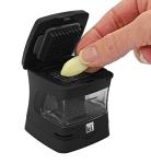 Kitchen Innovations Garlic-A-Peel Garlic Press, Crusher, Cutter, Mincer, and Storage Container - Includes Silicone Garlic Peeler - Easy to Clean - Stainless Steel Blades – (Black), standard