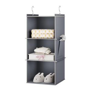 YOUDENOVA Hanging Closet Organizer, 3-Shelf Closet Hanging Storage Shelves, Grey