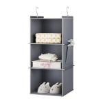 YOUDENOVA Hanging Closet Organizer, 3-Shelf Closet Hanging Storage Shelves, Grey