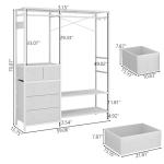 Auromie Clothes Rack with 5 Drawers & 4 Storage Shelves, 59.1W*70.9H Heavy Duty Clothing Rack with 2 Hanging Rods, Wardrobe Closet Organizer System with 5 Hooks, Freestanding Garment Rack (White)