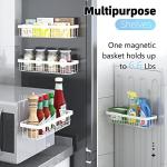 Warome Magnetic Spice Rack for Refrigerator, 4 Tier Shelf Organizer with Strong Magnets, Kitchen Storage Gadget with Utility Hooks