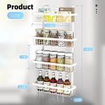 Warome Magnetic Spice Rack for Refrigerator, 4 Tier Shelf Organizer with Strong Magnets, Kitchen Storage Gadget with Utility Hooks