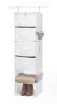 Whitmor Multi-Functional Hanging Organizer with Drawer Inserts- 5 Section - Closet Organizer - White