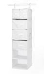Whitmor Multi-Functional Hanging Organizer with Drawer Inserts- 5 Section - Closet Organizer - White