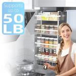 Warome Magnetic Spice Rack for Refrigerator, 4 Tier Shelf Organizer with Strong Magnets, Kitchen Storage Gadget with Utility Hooks