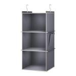 YOUDENOVA Hanging Closet Organizer, 3-Shelf Closet Hanging Storage Shelves, Grey