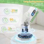 Electric Spin Scrubber - Household Cleaning Brush with 8 Heads, 51.2in Extendable Pole Bathroom Scrubber for Stubborn Grease on Grill, Stovetop & Bathtub, 90Min Runtime - Type B