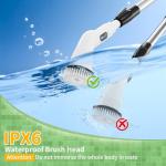 Electric Spin Scrubber - Household Cleaning Brush with 8 Heads, 51.2in Extendable Pole Bathroom Scrubber for Stubborn Grease on Grill, Stovetop & Bathtub, 90Min Runtime - Type B