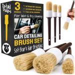 Detail Dudes Soft Boar Hair Car Detailing Brush Set - 3-Pack, Brown - Car Detailing Kit for Versatile Uses - Soft Bristles Cleaning Brush - Water-Resistant Handles