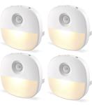 Lyridz Plug in Night Light with Motion Sensor and Dusk to Dawn Sensor, Dimmable Warm Nightlight with 1-50lm Adjustable Brightness Indoor for Bedroom, Bathroom, Stairs, Hallway, 4 Pack