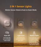 Lyridz Plug in Night Light with Motion Sensor and Dusk to Dawn Sensor, Dimmable Warm Nightlight with 1-50lm Adjustable Brightness Indoor for Bedroom, Bathroom, Stairs, Hallway, 4 Pack