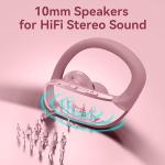 bmani Ear Buds Wireless Earbuds Bluetooth Headphones with 80H Playtime LED Display Case, Over-Ear Hook with Mic, Stereo Sound, Easy Button Controls, Sports Earphones for Running Workout Gym Pink