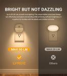 Lyridz Plug in Night Light with Motion Sensor and Dusk to Dawn Sensor, Dimmable Warm Nightlight with 1-50lm Adjustable Brightness Indoor for Bedroom, Bathroom, Stairs, Hallway, 4 Pack