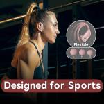 bmani Ear Buds Wireless Earbuds Bluetooth Headphones with 80H Playtime LED Display Case, Over-Ear Hook with Mic, Stereo Sound, Easy Button Controls, Sports Earphones for Running Workout Gym Pink