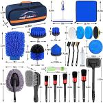 AUTODECO 27Pcs Car Detailing Brush Set, Car Detailing Kit, Auto Detailing Drill Brush Set, Car Detailing Brushes, Car Wash Cleaning Tools Kit for Interior, Exterior, Wheels, Blue