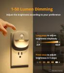 Lyridz Plug in Night Light with Motion Sensor and Dusk to Dawn Sensor, Dimmable Warm Nightlight with 1-50lm Adjustable Brightness Indoor for Bedroom, Bathroom, Stairs, Hallway, 4 Pack