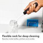 OXO Good Grips Bottle Brush, Dual-Bristle Cleaning for Bottles, Pitchers and Carafes, Flexible Neck Scrub Brush, Safe for Stemware and Delicate Glassware, Dishwasher Safe