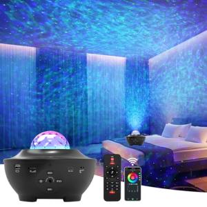 SOMKTN Star Projector Galaxy Light Projector, Ocean Wave Projector for Bedroom with White Noise, Bluetooth Speaker, Timer & Remote Control, Star Night Light Projector for Kids Teens