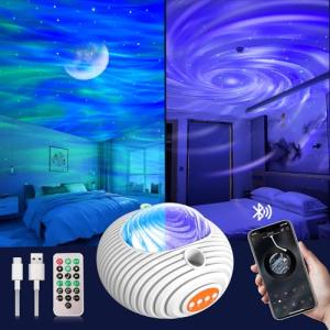 yoostooper Star Projector, Double Effect Galaxy Projector Aurora and Milky Way Star Projector Galaxy Light with Bluetooth Speaker/Timer/Remote Night Light Projector for Kids, Adults etc
