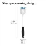 OXO Good Grips Bottle Brush, Dual-Bristle Cleaning for Bottles, Pitchers and Carafes, Flexible Neck Scrub Brush, Safe for Stemware and Delicate Glassware, Dishwasher Safe