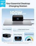 Anker Nano Charging Station, 7-in-1 USB-C Power Strip for iPhone 16, 2.3 ft Anker InstaCord Retractable Cable, 3 USB-C, 1 USB-A, 3 AC, 100W Desktop Fast Charging for MacBook, Home, Office(Non-Battery)