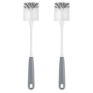 MR.SIGA Long Handle Bottle Brush, Flexible Scrub Brush for Water Bottles, Glasswares, Mugs, Gray, 2 Pack