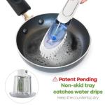 RIMAY Dish Brush with Soap Dispenser Storage Set, Soap Dispensing Dish Brush with 2 Pcs Brush Refills & Holder, Kitchen Dish Washing Wand with Handle for Dishes/Pans/Pots/Sink (White)