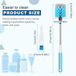 2-in-1 Water Bottle Brush, 14.5-inch Long-Handled Cleaning Brush, Kitchen Scrubber, Lid Cleaner, Suitable for Water Bottles, Cups, Glasses, Baby Bottles, Blue