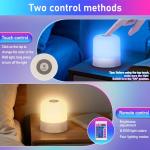 VTYXCTIGJ Night Light Bedside Lamp with Touch and Remote Control, 13 RGB Colors Changing 5 Brightness Dimmable Table lamp, Rechargeable Portable Desk Lamp for Baby Kids Nursery Bedroom Outdoor Camping