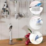 RIMAY Dish Brush with Soap Dispenser Storage Set, Soap Dispensing Dish Brush with 2 Pcs Brush Refills & Holder, Kitchen Dish Washing Wand with Handle for Dishes/Pans/Pots/Sink (White)