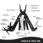 FLISSA Multitool, 16-in-1 Multitools with Sheath, Stainless Steel EDC Multitool, Pocket Knife, Bottle Opener, Screwdriver, Pocket Multi-Tool for Camping, Handwork, Hunting, Hiking, Fishing
