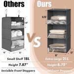 Simple Houseware 3 Shelf Hanging Closet Organizer with Front Stopper, Dark Gray