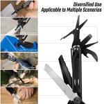 FLISSA Multitool, 16-in-1 Multitools with Sheath, Stainless Steel EDC Multitool, Pocket Knife, Bottle Opener, Screwdriver, Pocket Multi-Tool for Camping, Handwork, Hunting, Hiking, Fishing