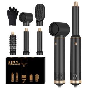 5 in 1 Blow Dryer Brush, Negative Ion Hair Dryer Brush Set Upgrade Hot Air Brush Air Styler Curling Wrap Air Curler, Curling Iron Hair Styling Tools As A Gift for Straight/Curl/Drying/Smoothing