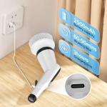 Electric Spin Scrubber, Dreazu IPX7 Shower Scrubber with 7 Replaceable Brush Heads & Retractable Handle, 2-Speed Adjustable Shower Cleaner for Bathroom, Bathtub, Kitchen, Tile Floors