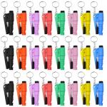 Adboros 24 Pcs Car Window Breaker Key Chains, 3 in 1 Glass Breaker Seat Belt Cutter Survival Whistle, Portable Safety Emergency Escape Tools, Multifunctional Car Accessories for All Vehicles