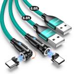 VAFOTON 9PIN Magnetic USB C Charging Cable (2Pack, 6.6/6.6ft), 360°&180° Rotation Magnetic Charging Cable/Magnet Phone Charger/Magnet Charger Cables for Samsung Galaxy S10/S9/S8, Note 10/9/8, Google