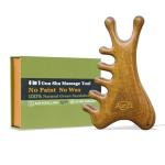 Gua Sha Tool for Face & Body, Christmas Gifts for Women Mon, 4 in 1 Sandalwood Guasha, Lymphatic Drainage,Jaw Lifting & Nose Sculpting, Head Massage Comb for Stress Relief,Home Office Self Care