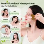 Gua Sha Tool for Face & Body, Christmas Gifts for Women Mon, 4 in 1 Sandalwood Guasha, Lymphatic Drainage,Jaw Lifting & Nose Sculpting, Head Massage Comb for Stress Relief,Home Office Self Care