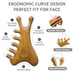 Gua Sha Tool for Face & Body, Christmas Gifts for Women Mon, 4 in 1 Sandalwood Guasha, Lymphatic Drainage,Jaw Lifting & Nose Sculpting, Head Massage Comb for Stress Relief,Home Office Self Care