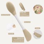 Real Perfection Gua Sha Facial Tools Face Roller for Wrinkles Jade Roller and Gua Sha Set, Scrubber Pore Brush Headband Skin Care Tools for Travel Skincare Routine Massaging Reducing Puffiness - White